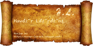 Havér Lóránt névjegykártya
